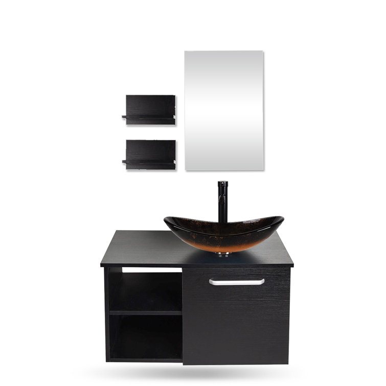 World Menagerie Cantle 28" WallMounted Single Bathroom Vanity Set with